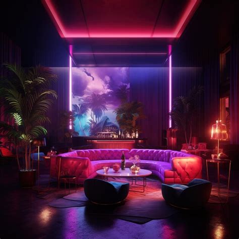 Premium Photo | Modern living room light neon color palette