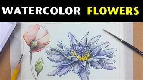 How to draw and paint flowers with watercolor & ink - YouTube