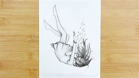 Anime Girl Falling In Water Drawing