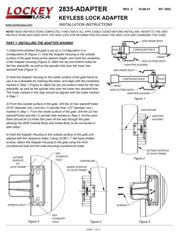 LOCKEY 2835 Keyless Lock Adapter Instruction manual | Manualzz