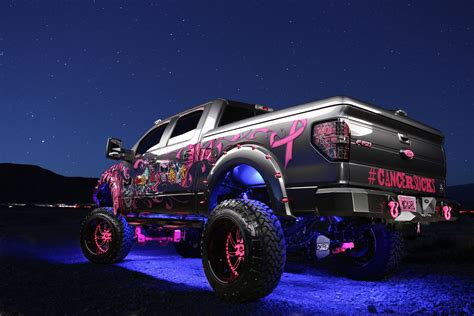 white lifted truck with pink - Mistie Creel