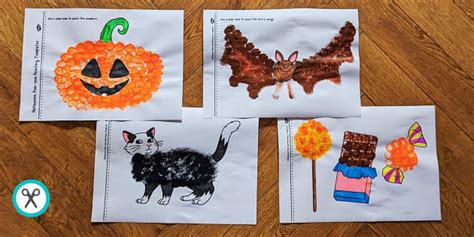 Halloween Pom-Pom Painting | Halloween Crafts (teacher made)