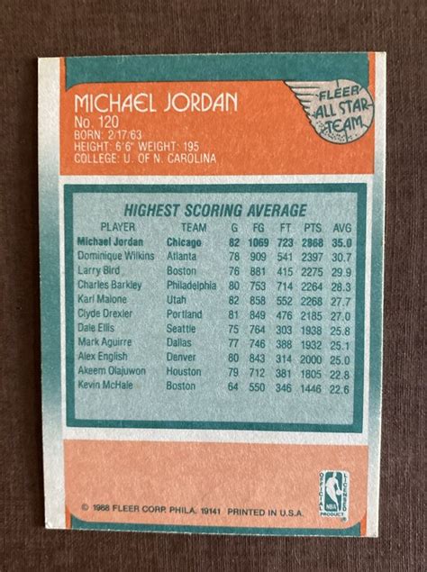 1988-89 Fleer #120 Michael Jordan All Star 8852 | eBay
