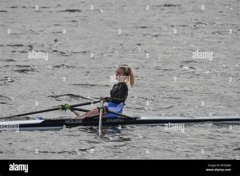 Hollingworth Lake, Rochdale, UK. 11th March 2018. UK Weather. Rowers were out early this morning ...