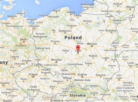 Lodz on map of Poland