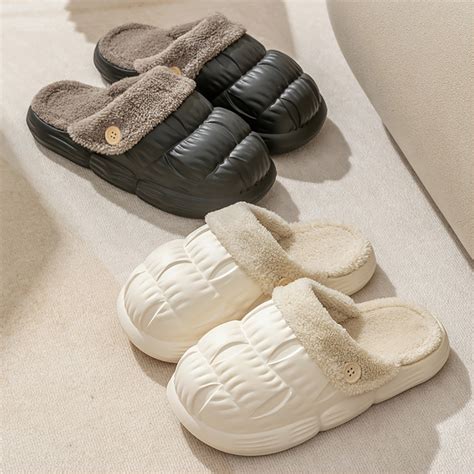 Women's Waterproof Indoor Outdoor Slippers Detachable Plush Lining ...