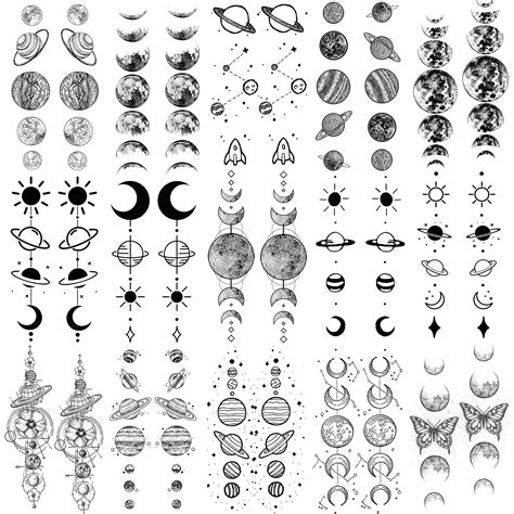 Buy Shegazzi 15 Sheets Realistic Space Planets Chain Temporary Tattoos ...