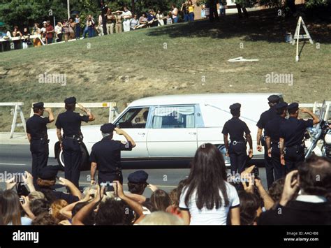 Elvis Presley funeral leaving Graceland Memphis Tennessee USA August ...