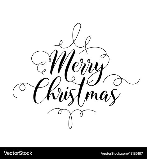 Merry christmas handwriting script lettering Vector Image