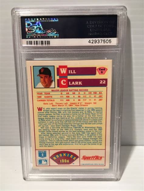 Will Clark 1986 Sportflics Rookie Card PSA 10 Graded | Etsy