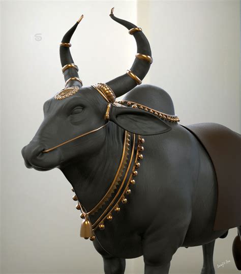 Nandi the Bull_ by Surajit Sen | Bull images, Bull art, Bull