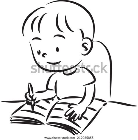 Boy Writing Clipart Black And White