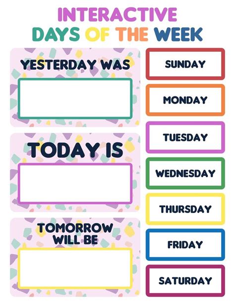 Printable Interactive Days Of The Week Chart Classroom | Preschool ...