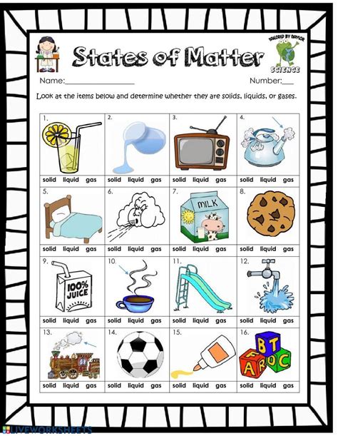 States Of Matter Worksheet