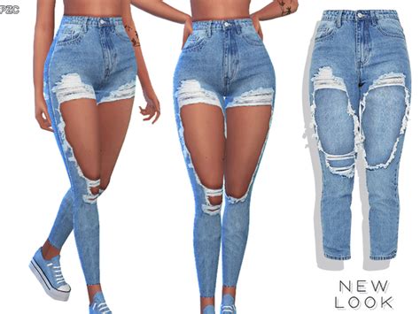 High Rise Ripped Denim Jeans by Pinkzombiecupcakes at TSR » Sims 4 Updates