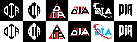 DIA letter logo design in six style. DIA polygon, circle, triangle, hexagon, flat and simple ...