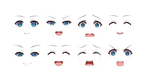 Premium Vector | Anime manga girl expressions eyes set