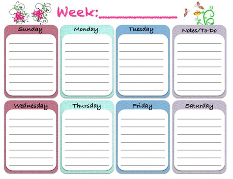 Lovely Cute Printable Weekly Calendar | Free Printable Calendar Monthly