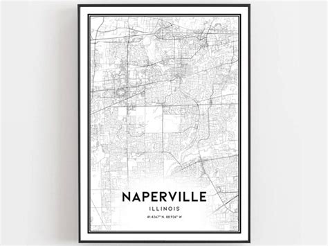 Naperville Map Print Naperville Map Poster Wall Art Il City | Etsy