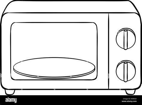 Illustration isolated microwave oven cartoon Black and White Stock ...