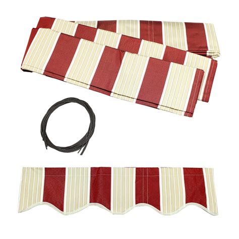 ALEKO 16'x10' Retractable Awning Fabric Replacement, Multi Striped Red ...