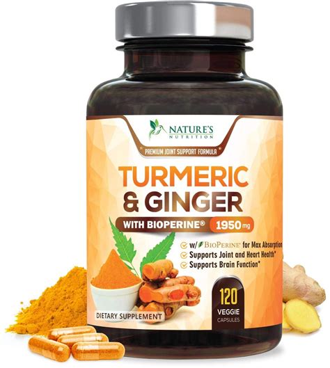 Turmeric Curcumin with Ginger 95% Curcuminoids 1950mg with Bioperine ...