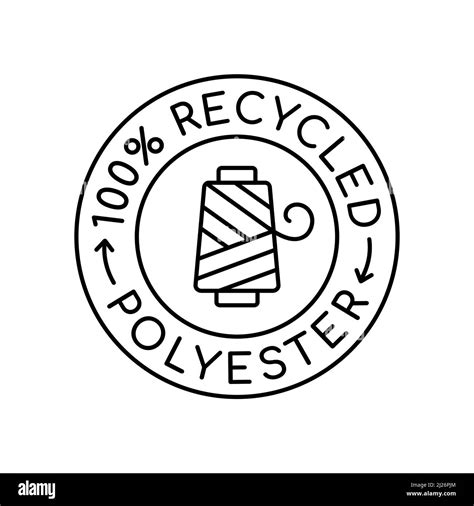 100% recycled polyester logo. Fabric made from reusable materials. Recycled material label or ...