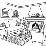 Cozy Living Room Inside House Coloring Page 7280 5806 sketch template