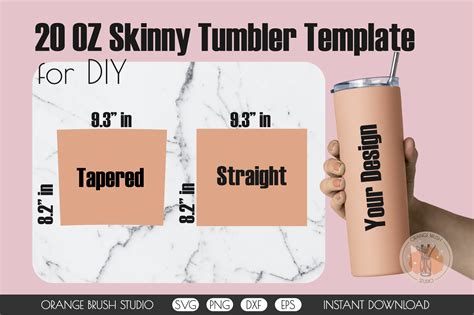 20 OZ Skinny Tumbler Template Straight and Tapered Wraps SVG By Orange ...