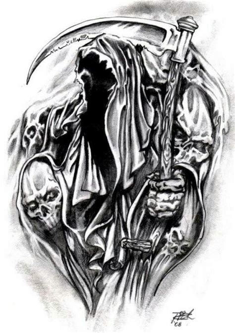 Pin by Disira on skull art | Reaper tattoo, Grim reaper tattoo, Dark art tattoo