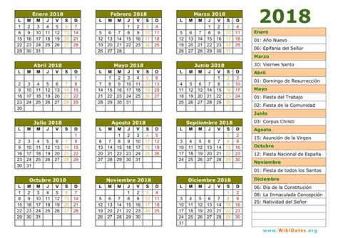 Calendario 2018 - Calendario de España del 2018 | WikiDates.org