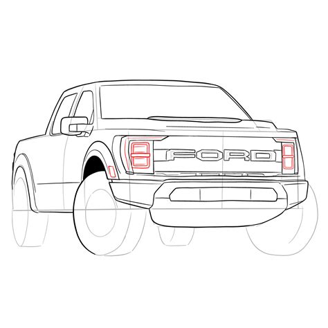 How to draw a 2023 Ford F-Series F-150 Raptor - SketchOk