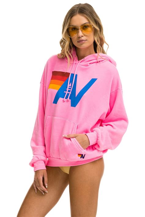 LOGO PULLOVER RELAXED HOODIE - NEON PINK - Aviator Nation