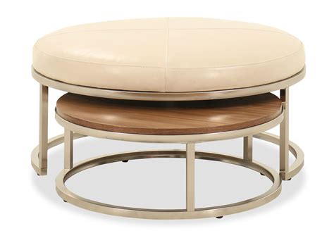 Two-Piece Contemporary Nesting Ottomans in Ivory | Mathis Brothers Furniture | Nesting coffee ...
