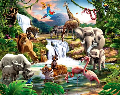 Kids Rooms Amazing Jungle Wallpaper Kids Room Murals - Jungle Scene With Animals (#2033442) - HD ...