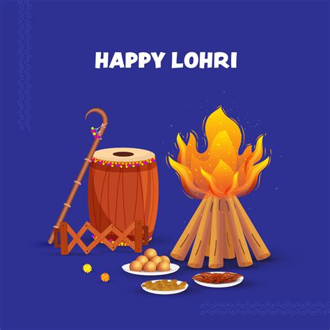 Happy Lohri Celebration Background With Festival Elements. 23588550 ...