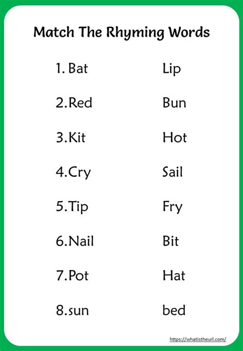 Match The Rhyming Words Worksheets