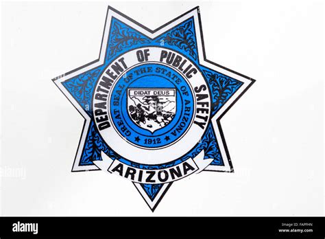 Arizona Department of Public Safety 1912, blue and white badge on plain ...