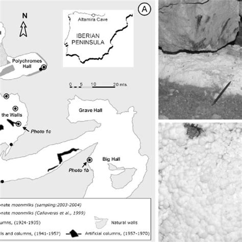 a Map of Altamira Cave with the location of collected samples. b... | Download Scientific Diagram