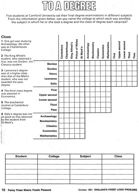 6th Grade Math Logic Puzzles