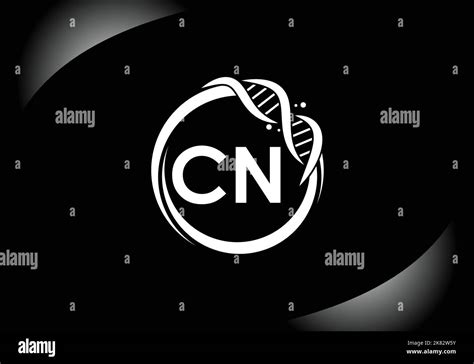 Letter CN monogram alphabet in a circle with DNA. Genetics logo design concept. Font emblem ...