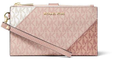 MICHAEL Michael Kors Small Color-block Logo Wallet in Pink | Lyst