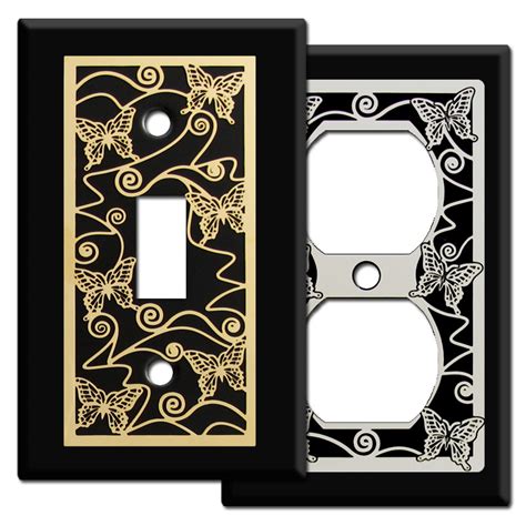 Butterfly Decorative Light Switchplates in Black - Kyle Design