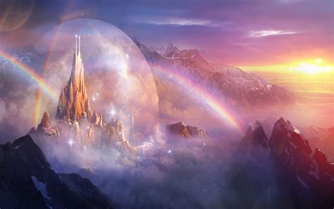 Enchanted Realms: A Stunning HD Fantasy Landscape Wallpaper