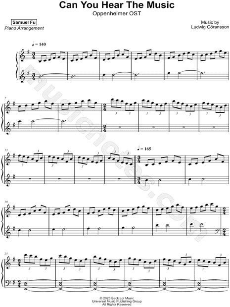 Samuel Fu "Can You Hear the Music" Sheet Music (Piano Solo) in G Major - Download & Print - SKU ...