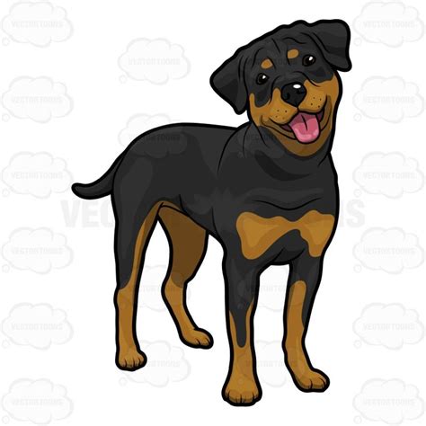 Black Dog Wagging Tongue | Rottweiler cartoon, Cartoon dog, Dog art