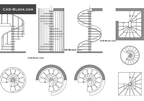 Spiral Staircase AutoCAD blocks, free CAD drawings download