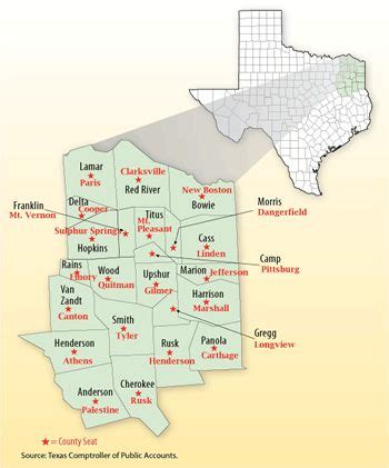 East Texas maps, maps of East Texas counties, list of Texas counties