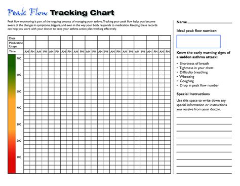 libreng Blank Peak Flow Chart Printable