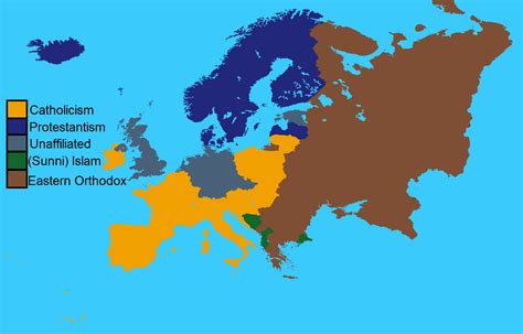 Largest religion/faith in Europe in each country. [OC] [1527×978] : r/MapPorn